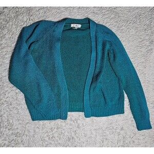 VTG Chunky Knit Womens Teal Green Cardigan Large Cottagecore Grandmacore